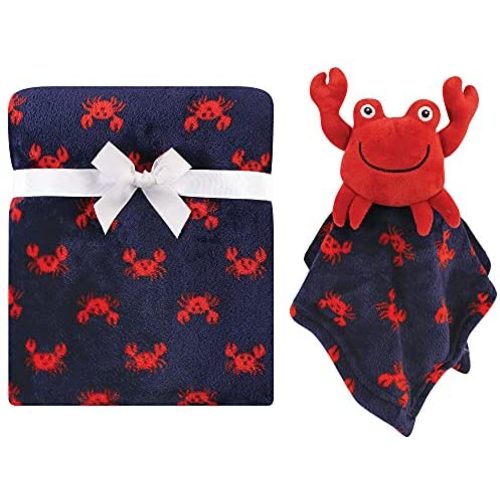 Hudson Baby Unisex Baby Plush Blanket with Security Blanket, Crab, One Size