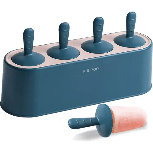 Popsicle Mold Set 4 Pieces Homemade Silicone Popsicle Maker Kid Easy Release Ice Cream Molds Reusable DIY Pop Molds (Blue)