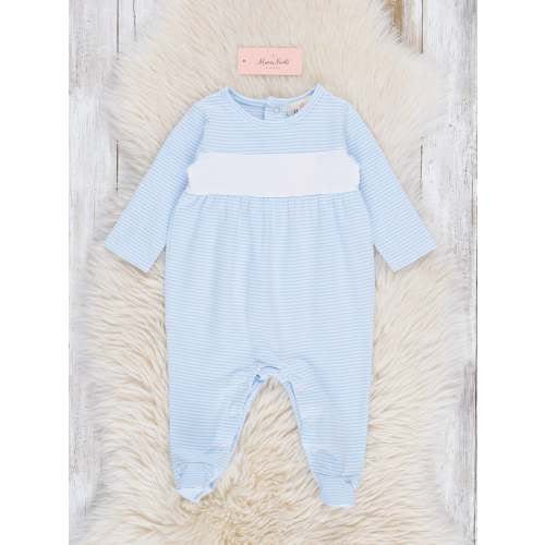 Classic Baby Blue Striped Footed Sleeper Pajamas