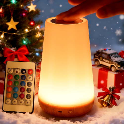 UWANTME Night Light, Dimmable Touch Lamp for Bedroom, Portable Table Bedside Desk Lamps, 5 Brightness and 13 RGB Colors, Suitable for Bedroom/Bathroom/Hallways/Living Room/Office