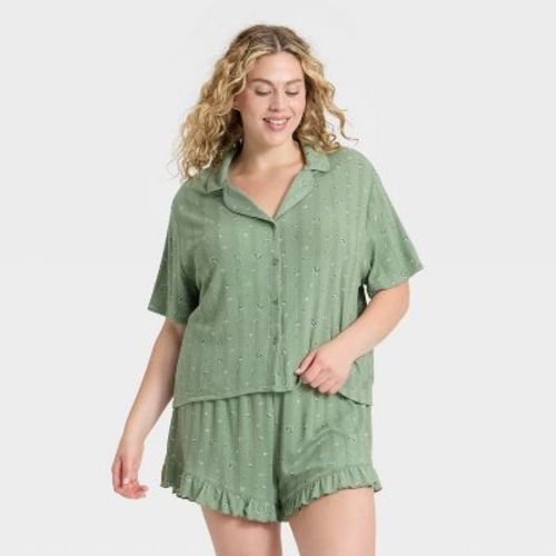 Women's Pointelle Notch Collar Shirt and Shorts Pajama Set - Wild Fable™