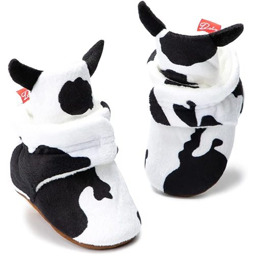 Miamooi Infant Baby Girls Boys Cotton Booties Newborn Winter Warm Fleece Cozy Slippers Toddler Non-Slip Ankle Boots First Walker Crib House Socks Shoes 3-18 Months