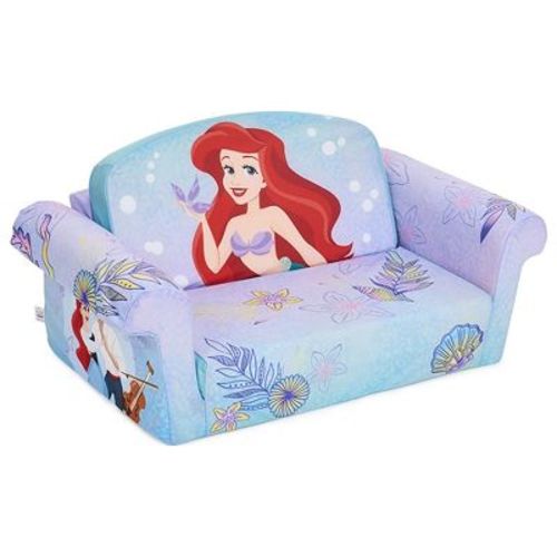 Marshmallow Furniture Kids 2-in-1 Flip Open Foam Compressed Lightweight Lounging Sofa Bed/Extendable Sleeper Couch, Disney Princess, Pink