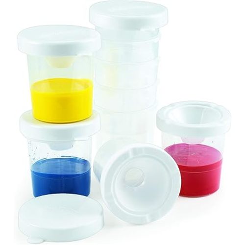 Colorations No-Spill White Lid Tempera Paint Cups for Kids Value Classroom Pack Painting Supply (10 pack), Model:10WPC