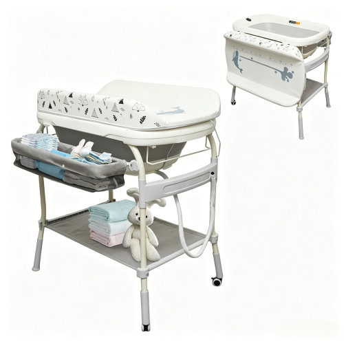 wanan 2 In 1 Baby Bathtub With Changing Table, Waterproof Diaper Changing Station,adjustable Height Nursery Organizer With Storage Racks & Reviews - Wayfair Canada