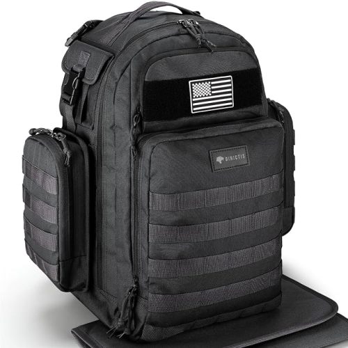 Dad Diaper Bag Backpack with Diaper Changing Mat - Tropical Black