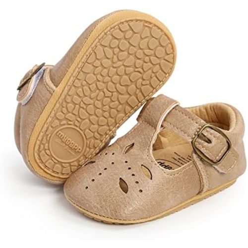 E-FAK Baby Girls Shoes Mary Jane Flats Shoes Anti-Slip Soft Rubber Sole Toddler First Walkers Princess Dress Shoes