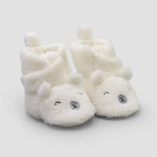 Baby Constructed Bear Bootie Slippers - Just One You® made by carter's White Newborn