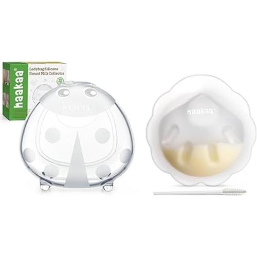 haakaa Ladybug Breast Milk Collector 5oz & Petal Milk Collector Combo