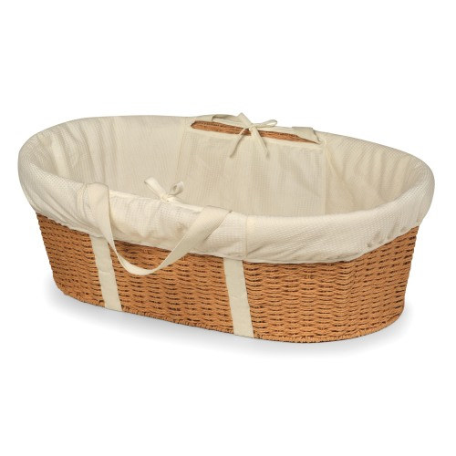 Free Shipping! Badger Basket Wicker-Look Woven Baby Moses Changing Basket - Natural/Ecru