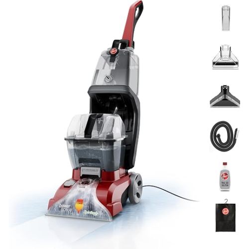 Hoover PowerScrub Deluxe Carpet Cleaner Machine, Deep Cleaning Carpet Shampooer Machine, SpinScrub Brushes, HeatForce Drying, Pet & Upholstery Tools, Pair with Hoover Carpet Cleaner Solution