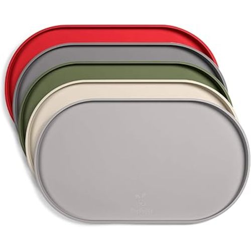 DogBuddy Dog Food Mat - Waterproof Dog Bowl Mat, Silicone Dog Mat for Food and Water, Pet Food Mat with Edges, Nonslip Dog Feeding Mat, Dog Food Mats for Floors (XXL: 32" x 19", Dove)