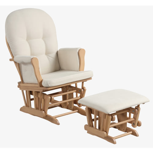 Angel Line Windsor Glider and Ottoman, Natural w/ Beige Cushion