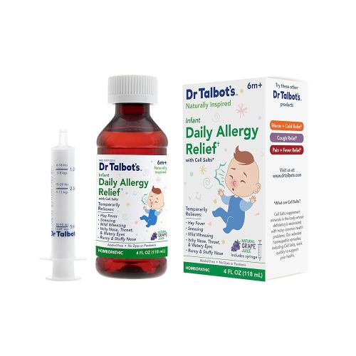 Dr. Talbot's Infant Daily Allergy Relief Liquid Medicine, Naturally Inspired for Babies, Includes Syringe, Grape Juice Flavor, Purple, 4 Fl Oz
