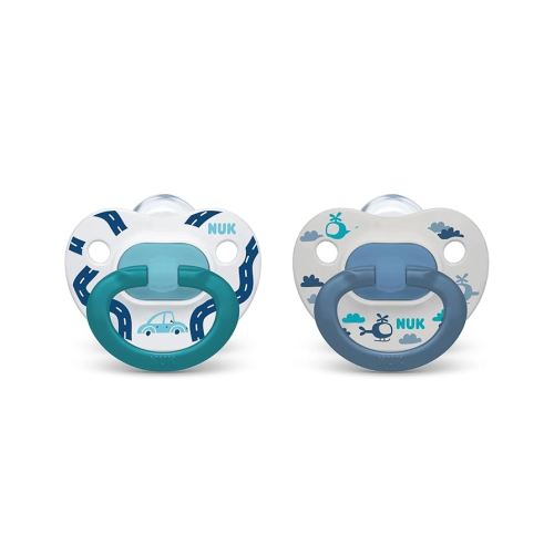 NUK Comfy Orthodontic Pacifiers, Blue Assorted, 18-36 Months, 2 Count, Soft & Durable Design for Baby Comfort