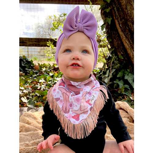 Baby Girl Western Fringe Drool Bandana / Baby Accessories / Baby Shower Gift / Western Baby Bandana Bib