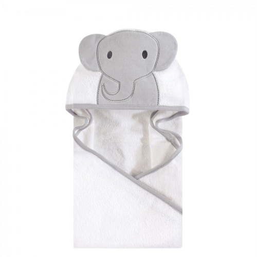 Hudson Baby Infant Cotton Animal Hooded Towel, Modern Elephant, One Size