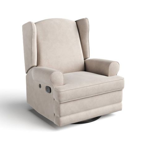 Storkcraft Serenity Wingback Side Lever Recliner and Swivel Glider with USB Charging Port