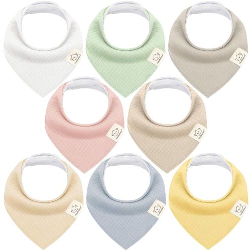 KeaBabies 8-Pack Bandana Bibs for Baby Girls, Boys - Organic Cotton Baby Bibs for Drooling & Teething Newborn, Toddler, Infant 0-36 Months, Extra Soft, Absorbent Cloth with Snaps (Dawn)