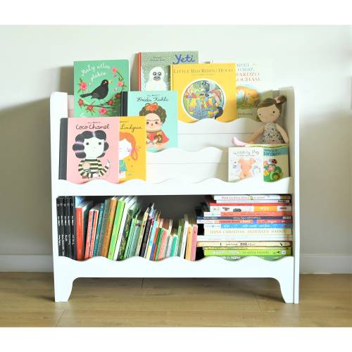 scalloped Montessori bookshelf, kids furniture, book shelf for nursery, bookcase for toddler
