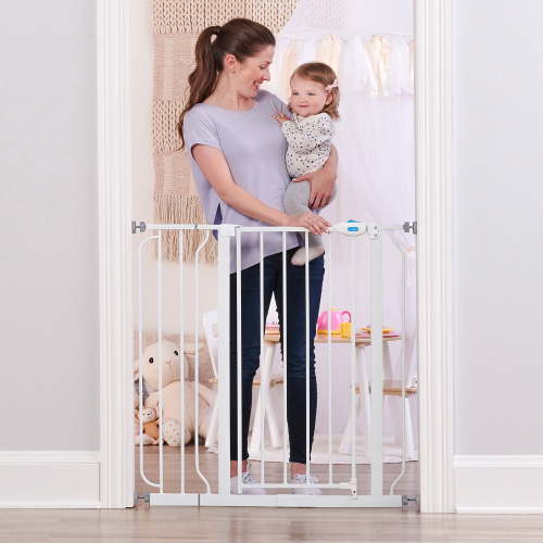 Regalo Easy Step Extra Tall Walk-Through Baby Gate, 29.5-38.5 in, Pressure Mount with Hardware Mount Option, Fits Doorways & Hallways, Ages 6-24 Months