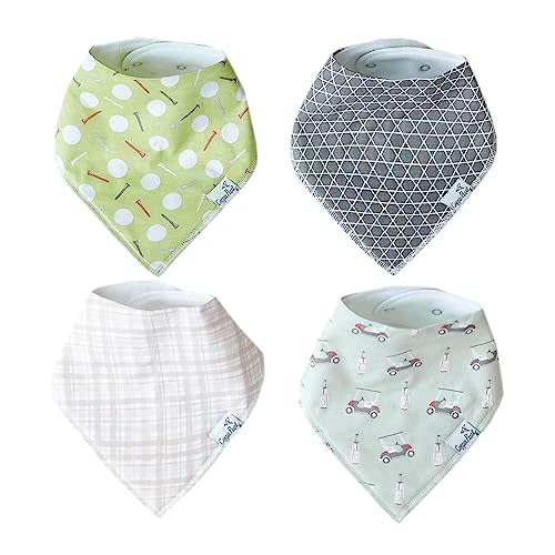 Copper Pearl Baby Bandana Bibs - 4 Pack Soft Cotton Baby Bibs for Drooling and Teething, Absorbent Drool Bibs for Baby Girl and Boy, Adjustable to Fit Newborns to Toddlers, Tons of Styles (Bogey)