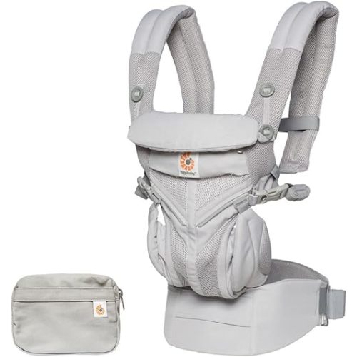 Ergobaby Omni 360 All-Position Baby Carrier for Newborn to Toddler with Lumbar Support & Cool Air Mesh (7-45 Lb), Pearl Grey
