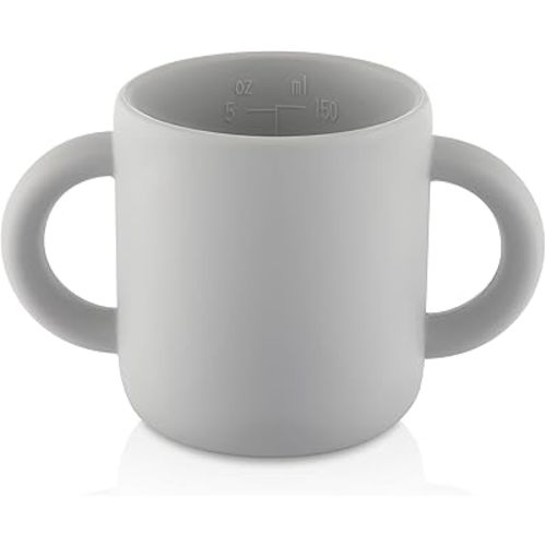 Silicone Training Cup for Infants - Toddler Learning Cup with Two Handles - Baby Open Cup 5 OZ, Great for Toddlers, Infants, Babies (Gray)