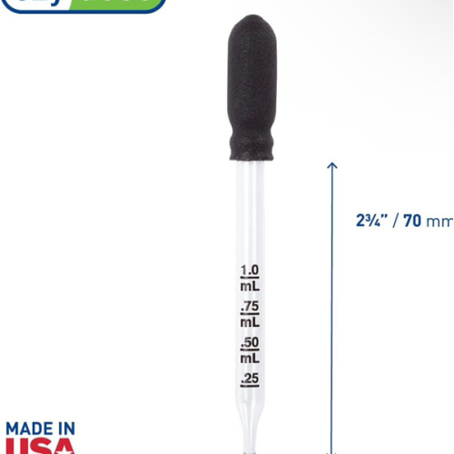 EZY DOSE Ear and Eye Medicine Dropper For Liquid & Medicine, 1mL Capacity Calibrated Glass, Deliver Correct Dose, Clear, Made in the USA, BPA Free