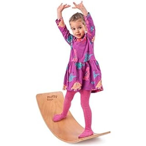 WOOD CITY Balance Board Kids, 35 Inch Wooden Wobble Board for Toddlers, Kids and Adults,Waldorf Toys, Curvy Rocker Board for Yoga and Exercise Indoor & Outdoor, Gifts for Kids Birthday and Christmas