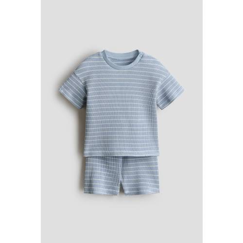 Light blue/striped 2-piece Waffled Cotton Set for kids | H&M US