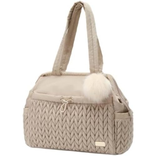 Asha Diaper Bag Tote For Daily Use, Travel Shoulder Diaper Bag With Long Strap And Stroller Clips Hospital Bag For Labor Delivery,Practial Baby Bag For New Parents(Beige)