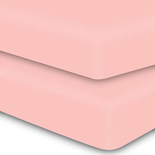 MOONQUEEN 2-Pack Baby Fitted Crib Sheets - Soft Breathable Microfiber Toddler Nursery Sheet Set for Boys and Girls, Fits Standard Size Crib Mattress 28 x 52 x 8in, Pink
