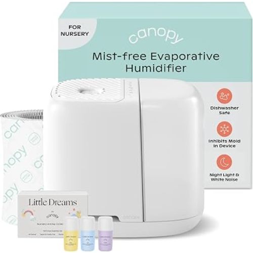 Canopy Nursery Humidifier 2.0, White, 2.5L, 36 Hr, Sleep Light & Aroma Kit