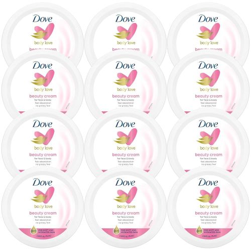 Dove Lotion, Beauty Cream - Light, Fast-Absorbing Face and Body Cream for Normal to Dry Skin, 24-Hour Moisture, Travel Size, 2.53 Fl Oz (Pack of 12)
