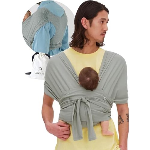 Konny Baby Carrier Flex Elastech - Adjustable, Easy to Wear and Wrap Baby Sling, Baby Wrap Carrier, Perfect for Newborn Babies Essentials up to 44 lbs, (M-4XL)