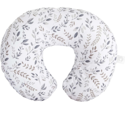 Boppy Original Nursing Pillow, Gray Taupe Leaves, Ergonomic Nursing Essentials for Bottle and Breastfeeding, Firm Fiber Fill, with Removable Pillow Cover, Machine Washable