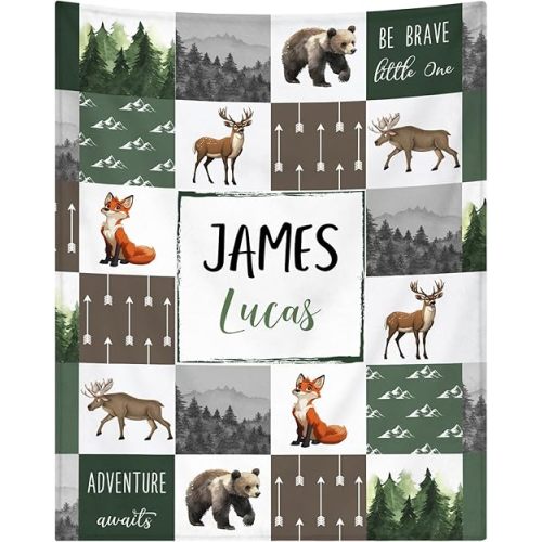 Personalized Baby Blanket - Custom Baby Blanket for Boys with Name for Kids Personalized Baby Boy Gift for Christmas Birthday Baby Shower Customized Blanket for Newborn Toddlers Stroller Blanket