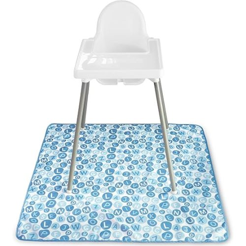 S&T INC. Baby Splat Mat for Under High Chair, Water Resistant Floor Mat with Anti-Skid Backing, 42 Inches by 42 Inches, Alphabet