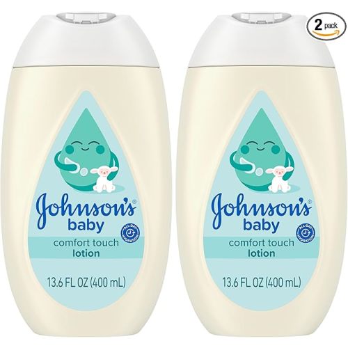 Johnson's Baby Comfort Touch Newborn Baby Face & Body Lotion, Silky Moisturizing Lotion, Toddler Essentials, Hypoallergenic, No added Parabens &Dyes, 13.6 fl. oz (Pack of 2)