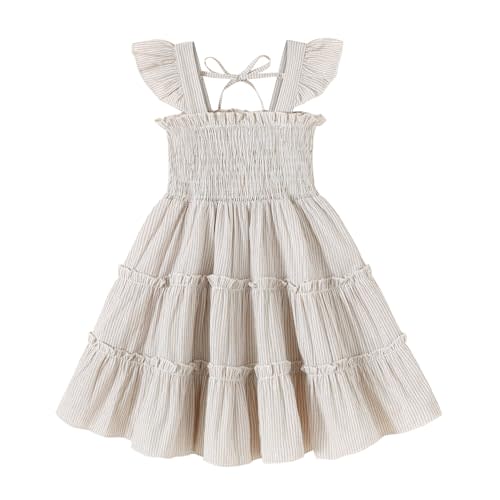 YOUNGER TREE Toddler Girl Dress Baby Girls Summer Clothes Ruffle Sleeve Floral Smock Beach Boho Dresses Sundress