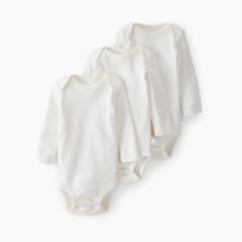 Carter's Little Planet Long-Sleeve Organic Cotton Bodysuits (3 Pack) - White, 3 M