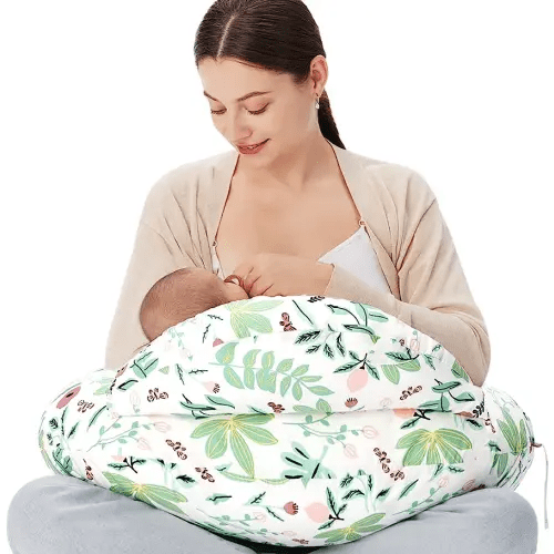 Momcozy Original Nursing Pillow and Positioner - Plus Size Feeding Pillow | Breastfeeding, Bottle Feeding, Baby Support | with Adjustable Waist Strap and Removable Cotton Cover, Green Forest