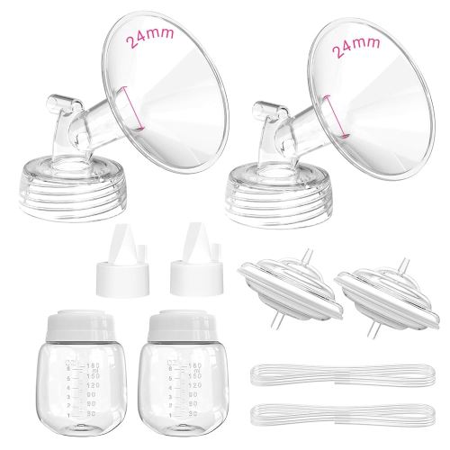 Breast Pump Parts for Spectra S1/S2/9 Plus/Synergy Gold, Not Original Accessories, 24mm Set Replacements Pump Parts Include Spectra Flange/Duckbill Valve/Backflow Protector/Tubing/Bottles