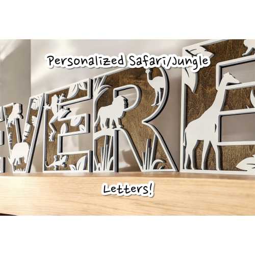 Personalized Nursery Letters, Animal Name Sign, Safari Themed Letters, Kid&#39;s Nursery Decor