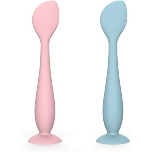 Diaper Cream Spatula, 2 Pack Butt Spatula Baby with Suction Cup Base, Soft Silicone Diaper Cream Applicator, Butt Paste Spatula for Newborn Babies, Small and Portable Baby Spatula for Diaper Cream