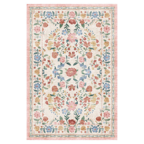 Ultra Soft Floral Washable Area Rug