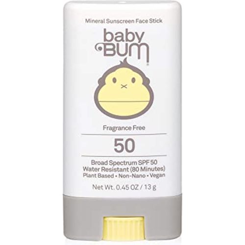 Sun Bum Baby SPF 50 Sunscreen Stick, Mineral Roll-On UVA/UVB Face and Body Protection for Sensitive Skin, Fragrance Free, Travel Size, Unscented, 0.45 Oz