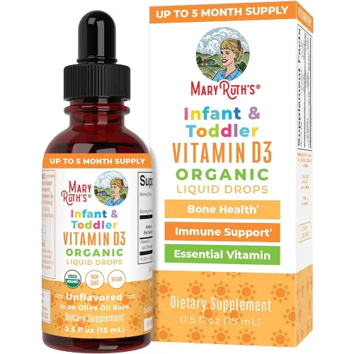 MaryRuth Organics Vitamin D USDA Organic, Upto 4 Month Supply, Vitamin D3 Liquid, Sugar Free, Liquid Drops Immune Support for Infants & Toddlers, VIT D3, Vegan, Gluten Free, Non-GMO, 90-150 Servings