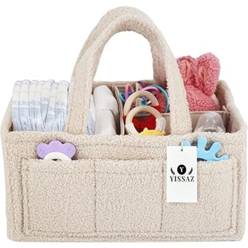 Extra Large Diaper Caddy Organizer - Portable Diaper Caddy with 3 Large Compartments and 6 Pockets - Baby Organizer - Car Diaper Caddy - Baby Caddy Organizer